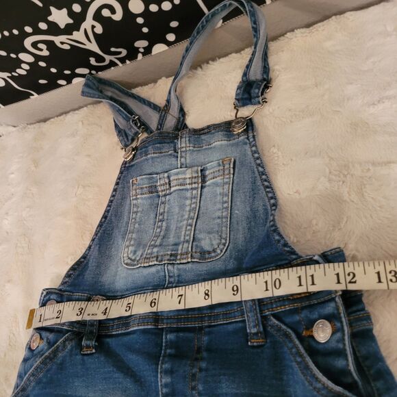 Wallflower Denim Dress Girls Size M 10/12 Blue Adjustable Straps Pockets - Picture 7 of 8